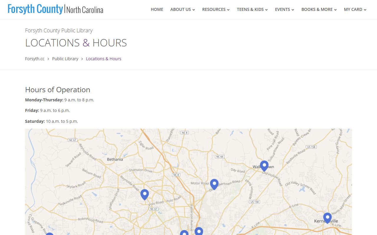 Winston-Salem phone directory Forsyth County Public Library branch phone list