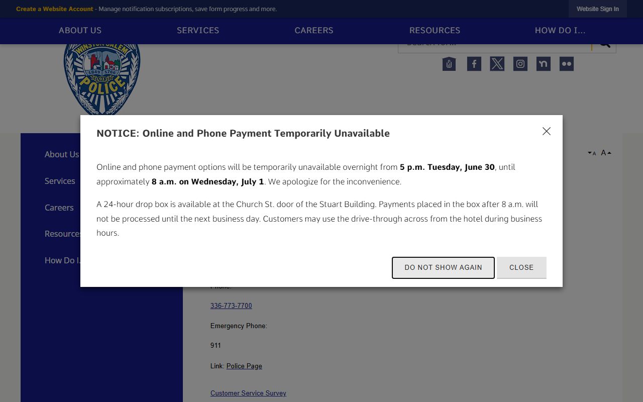 Winston-Salem phone directory police department non-emergency and unit contacts