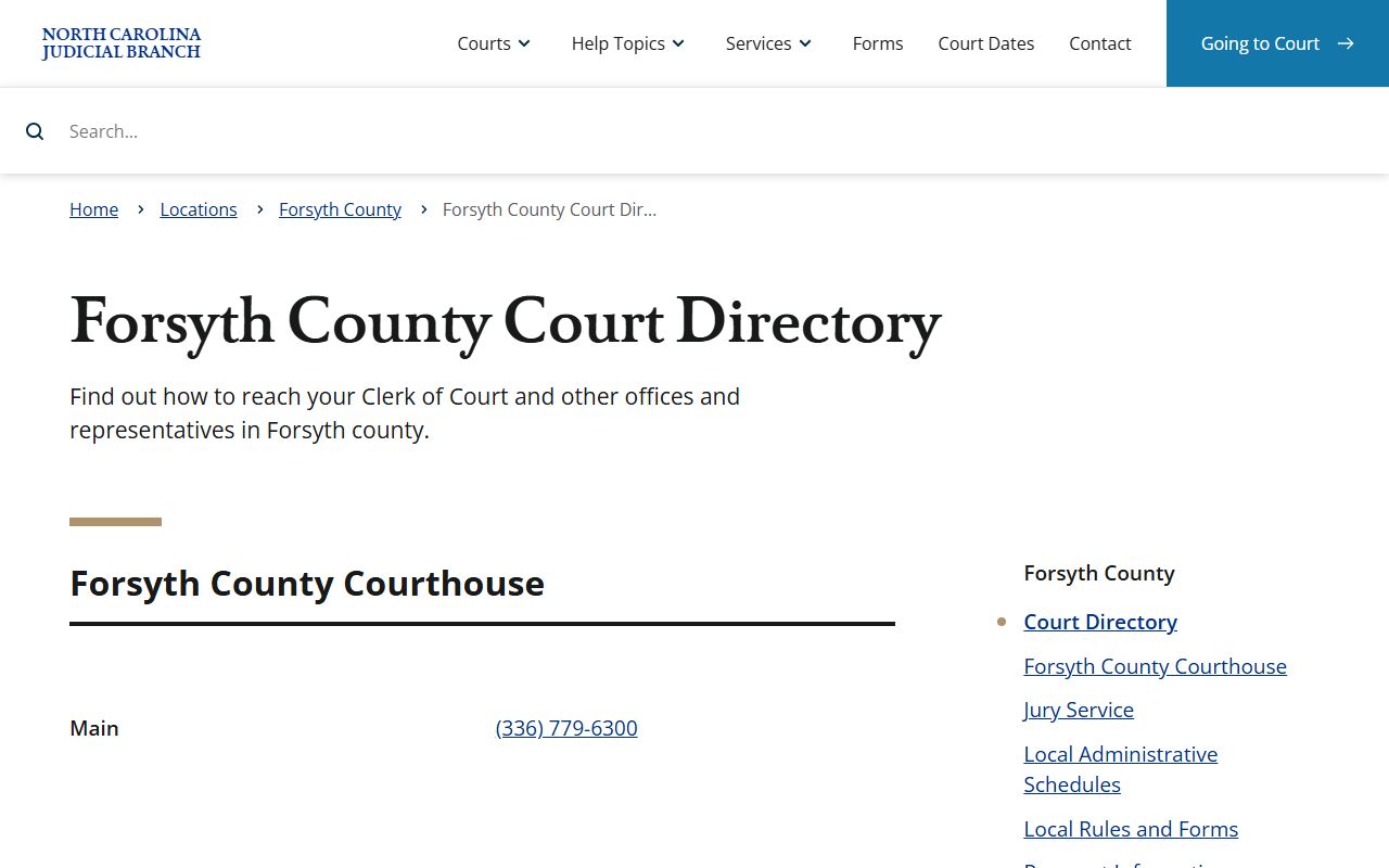 Winston-Salem phone numbers Forsyth County court contact directory