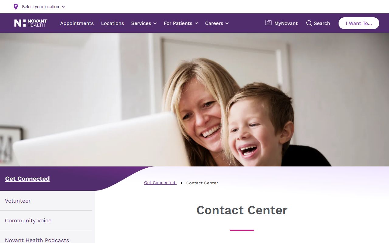 Winston-Salem phone numbers Novant Health contact center